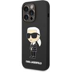 Karl Lagerfeld Liquid Silicone Ikonik NFT kryt pre iPhone 15 Pro Max, čierny