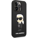 Karl Lagerfeld Liquid Silicone Ikonik NFT kryt pre iPhone 15 Pro Max, čierny