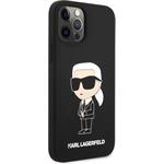 Karl Lagerfeld Liquid Silicone Ikonik NFT zadný kryt pre iPhone 12/12 Pro, čierny