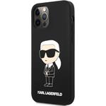 Karl Lagerfeld Liquid Silicone Ikonik NFT zadný kryt pre iPhone 12/12 Pro, čierny