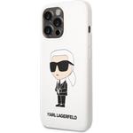 Karl Lagerfeld Liquid Silicone Ikonik NFT zadný kryt pre iPhone 13 Pro, biely