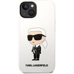 Karl Lagerfeld Liquid Silicone Ikonik NFT zadný kryt pre iPhone 14 Plus, biely