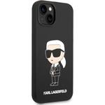 Karl Lagerfeld Liquid Silicone Ikonik NFT zadný kryt pre iPhone 14 Plus, čierny