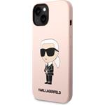 Karl Lagerfeld Liquid Silicone Ikonik NFT zadný kryt pre iPhone 14 Plus, ružový