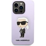 Karl Lagerfeld Liquid Silicone Ikonik NFT zadný kryt pre iPhone 14 Pro Max, fialový