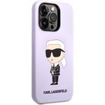 Karl Lagerfeld Liquid Silicone Ikonik NFT zadný kryt pre iPhone 14 Pro Max, fialový