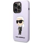 Karl Lagerfeld Liquid Silicone Ikonik NFT zadný kryt pre iPhone 14 Pro Max, fialový