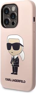 Karl Lagerfeld Liquid Silicone Ikonik NFT zadný kryt pre iPhone 14 Pro Max, ružový