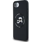 Karl Lagerfeld Liquid Silicone K&CH Heads MagSafe kryt pre iPhone SE4, čierny