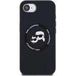 Karl Lagerfeld Liquid Silicone K&CH Heads MagSafe kryt pre iPhone SE4, čierny