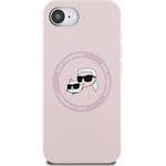 Karl Lagerfeld Liquid Silicone K&CH Heads MagSafe kryt pre iPhone SE4, ružový