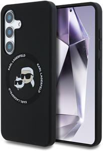 Karl Lagerfeld Liquid Silicone K&CH Heads MagSafe kryt pre Samsung Galaxy S25+, čierny