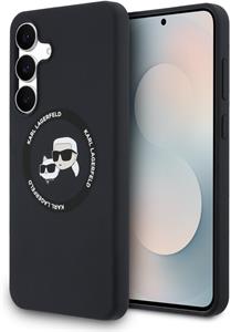 Karl Lagerfeld Liquid Silicone K&CH Heads MagSafe kryt pre Samsung Galaxy S25 FE, čierny