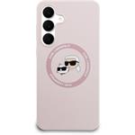 Karl Lagerfeld Liquid Silicone K&CH Heads MagSafe kryt pre Samsung Galaxy S25 FE, ružový