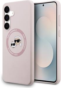 Karl Lagerfeld Liquid Silicone K&CH Heads MagSafe kryt pre Samsung Galaxy S25 FE, ružový