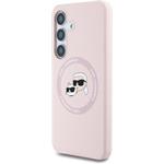 Karl Lagerfeld Liquid Silicone K&CH Heads MagSafe kryt pre Samsung Galaxy S25+, ružový