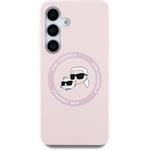 Karl Lagerfeld Liquid Silicone K&CH Heads MagSafe kryt pre Samsung Galaxy S25+, ružový