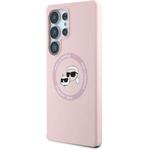 Karl Lagerfeld Liquid Silicone K&CH Heads MagSafe kryt pre Samsung Galaxy S25 Ultra, ružový