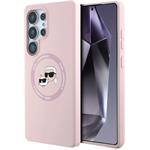 Karl Lagerfeld Liquid Silicone K&CH Heads MagSafe kryt pre Samsung Galaxy S25 Ultra, ružový