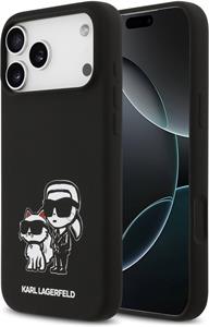 Karl Lagerfeld Liquid Silicone K&CH Sketch MagSafe kryt pre iPhone 17 Pro Max, čierny