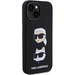 Karl Lagerfeld Liquid Silicone Karl a Choupette Heads kryt pre iPhone 15, čierny