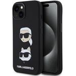 Karl Lagerfeld Liquid Silicone Karl a Choupette Heads kryt pre iPhone 15, čierny