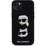 Karl Lagerfeld Liquid Silicone Karl a Choupette Heads kryt pre iPhone 15 Plus, čierny