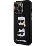 Karl Lagerfeld Liquid Silicone Karl a Choupette Heads kryt pre iPhone 15 Pro, čierny