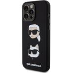 Karl Lagerfeld Liquid Silicone Karl a Choupette Heads kryt pre iPhone 15 Pro Max, čierny