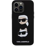 Karl Lagerfeld Liquid Silicone Karl a Choupette Heads kryt pre iPhone 15 Pro Max, čierny