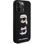 Karl Lagerfeld Liquid Silicone Karl a Choupette Heads kryt pre iPhone 15 Pro Max, čierny