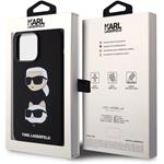 Karl Lagerfeld Liquid Silicone Karl a Choupette Heads kryt pre iPhone 15 Pro Max, čierny