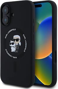 Karl Lagerfeld Liquid Silicone Karl and Choupette MagSafe kryt pre iPhone 16 Plus, čierny