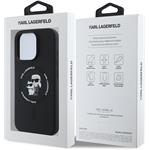 Karl Lagerfeld Liquid Silicone Karl and Choupette MagSafe kryt pre iPhone 16 Pro, čierny