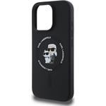 Karl Lagerfeld Liquid Silicone Karl and Choupette MagSafe kryt pre iPhone 16 Pro Max, čierny