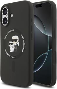 Karl Lagerfeld Liquid Silicone Karl and Choupette MagSafe kryt pre iPhone 17, čierny