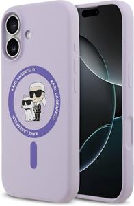 Karl Lagerfeld Liquid Silicone Karl and Choupette MagSafe kryt pre iPhone 17, fialový