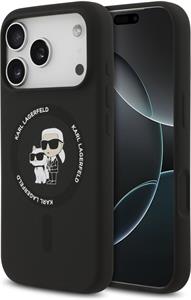 Karl Lagerfeld Liquid Silicone Karl and Choupette MagSafe kryt pre iPhone 17 Pro, čierny