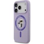 Karl Lagerfeld Liquid Silicone Karl and Choupette MagSafe kryt pre iPhone 17 Pro, fialový