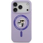 Karl Lagerfeld Liquid Silicone Karl and Choupette MagSafe kryt pre iPhone 17 Pro, fialový