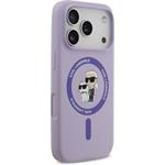 Karl Lagerfeld Liquid Silicone Karl and Choupette MagSafe kryt pre iPhone 17 Pro, fialový