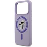 Karl Lagerfeld Liquid Silicone Karl and Choupette MagSafe kryt pre iPhone 17 Pro, fialový