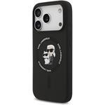 Karl Lagerfeld Liquid Silicone Karl and Choupette MagSafe kryt pre iPhone 17 Pro Max, čierny