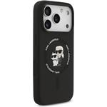 Karl Lagerfeld Liquid Silicone Karl and Choupette MagSafe kryt pre iPhone 17 Pro Max, čierny