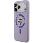 Karl Lagerfeld Liquid Silicone Karl and Choupette MagSafe kryt pre iPhone 17 Pro Max, fialový