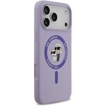 Karl Lagerfeld Liquid Silicone Karl and Choupette MagSafe kryt pre iPhone 17 Pro Max, fialový