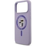 Karl Lagerfeld Liquid Silicone Karl and Choupette MagSafe kryt pre iPhone 17 Pro Max, fialový