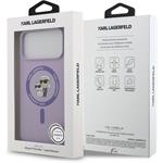 Karl Lagerfeld Liquid Silicone Karl and Choupette MagSafe kryt pre iPhone 17 Pro Max, fialový