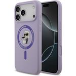 Karl Lagerfeld Liquid Silicone Karl and Choupette MagSafe kryt pre iPhone 17 Pro Max, fialový