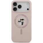 Karl Lagerfeld Liquid Silicone Karl and Choupette MagSafe kryt pre iPhone 17 Pro Max, ružový